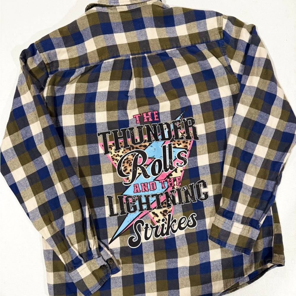 Plaid Flannel Shirt with Graphic Back